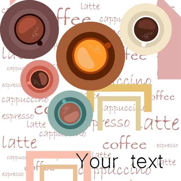 Tasse frischen Kaffee vorhanden. Vektorillustration. Dekoratives Design für Cafeteria, Banner, Karten. — Stockvektor