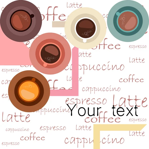 Tasse frischen Kaffee vorhanden. Vektorillustration. Dekoratives Design für Cafeteria, Banner, Karten. — Stockvektor