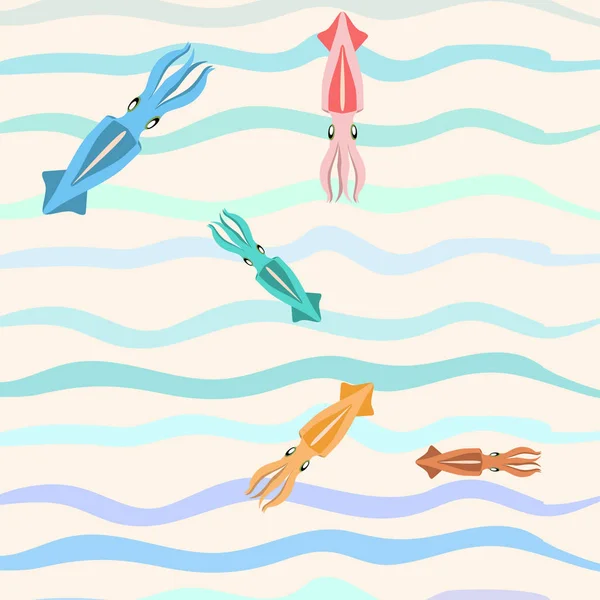 Кальмары свежие морепродукты. Векторный фон. Дизайн продуктов питания и ресторанов. — стоковый вектор