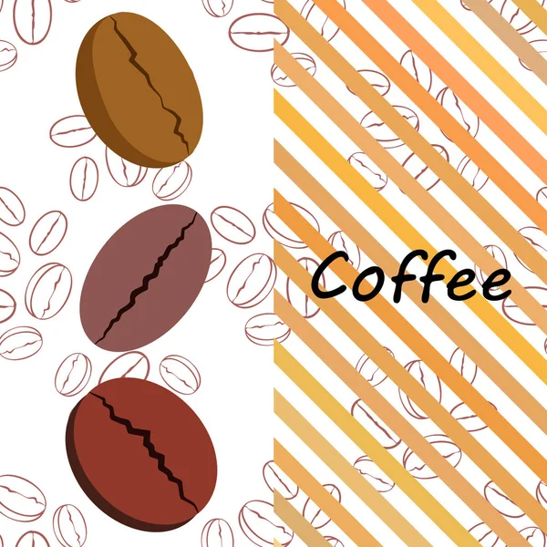 Koffiekorrels. Drinks menu voor restaurant, vector achtergrond. — Stockvector