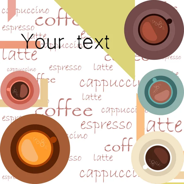 Tasse frischen Kaffee vorhanden. Vektorillustration. Dekoratives Design für Cafeteria, Banner, Karten. — Stockvektor