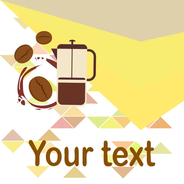 French press coffee, coffee beans, spilled coffee, vector illustration. Design elements for a cafe. Vector background. — Stock Vector