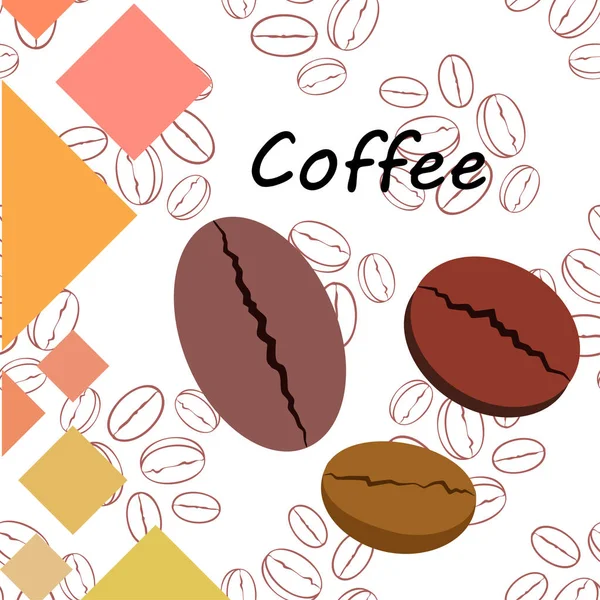 Granos de café. Menú de bebidas para restaurante, fondo vectorial. — Vector de stock