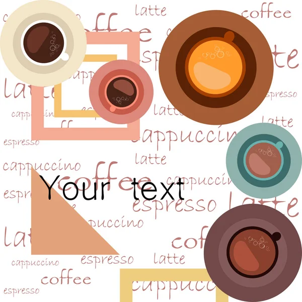 Tasse frischen Kaffee vorhanden. Vektorillustration. Dekoratives Design für Cafeteria, Banner, Karten. — Stockvektor