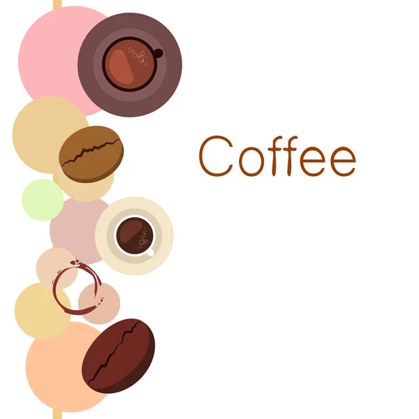 커피 컵, 커피 곡물, 아침 식사 개념. 레스토랑, 벡터 배경 음료 메뉴. — 스톡 벡터