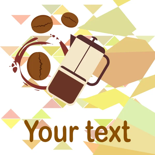 Francouzská káva, kávová zrna, rozlitá káva, vektorová ilustrace. Design prvků pro kavárnu. Pozadí vektoru. — Stockový vektor