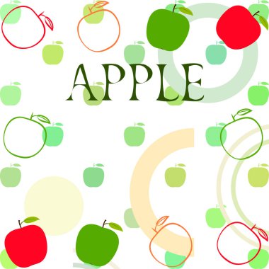 Apple çerçeve vektör illüstrasyon. Elma ve yaprak ile vektör kartı tasarımı.