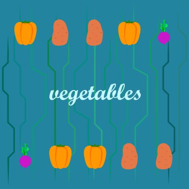 Taze sebzeler. Biber, pancar, patates. Organik gıda posteri. Çiftçi pazarı tasarımı. Vektör.