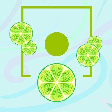 Yeşil yarısı ve dilimlenmiş limon. Vektör illüstrasyonu, arkaplan.