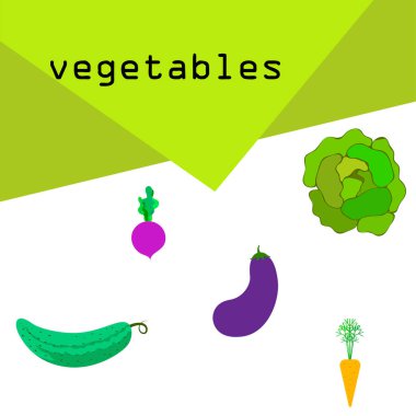 Lahana, pancar, havuç, patlıcan, salatalık, taze sebze. Organik gıda posteri. Çiftçi pazarı tasarımı. Vektör arkaplanı.