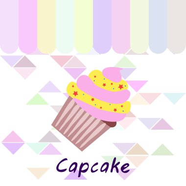 Capcake kremalı, çilekli tatlı. Kafelerin ve restoranların menüleri için renkli unsurlar. İyi tatiller..