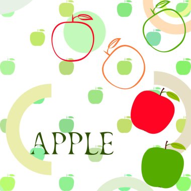 Apple çerçeve vektör illüstrasyon. Elma ve yaprak ile vektör kartı tasarımı.