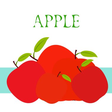 Apple çerçeve vektör illüstrasyon. Elma ve yaprak ile vektör kartı tasarımı.