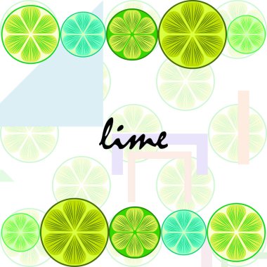 Yeşil yarısı ve dilimlenmiş limon. Vektör illüstrasyonu, arkaplan.