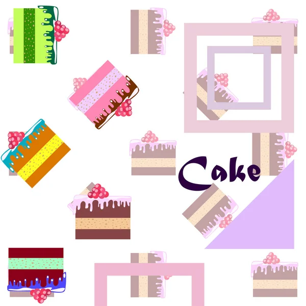 Gâteaux sucrés colorés tranches morceaux illustration vectorielle . — Image vectorielle