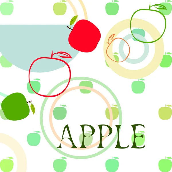 苹果框架矢量插图。带苹果和叶的矢量卡设计. — 图库矢量图片