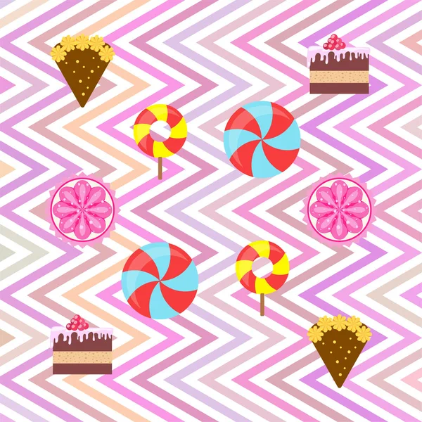 Home padaria vetor ilustração de bolo de aniversário, capcake e doces. Idéia de design para cartaz, cartões e publicidade . — Vetor de Stock