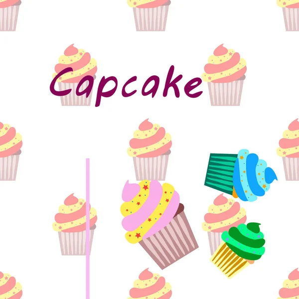 Capcake hornear crema de bayas dulzura postre. Elementos coloridos para la colección de menús de cafés y restaurantes. Felices vacaciones. . — Archivo Imágenes Vectoriales