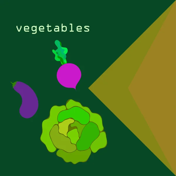 Капуста, баклажани, буряк, свіжі овочі. Плакат з органічної їжі. Дизайн фермерського ринку. Векторний фон . — стоковий вектор