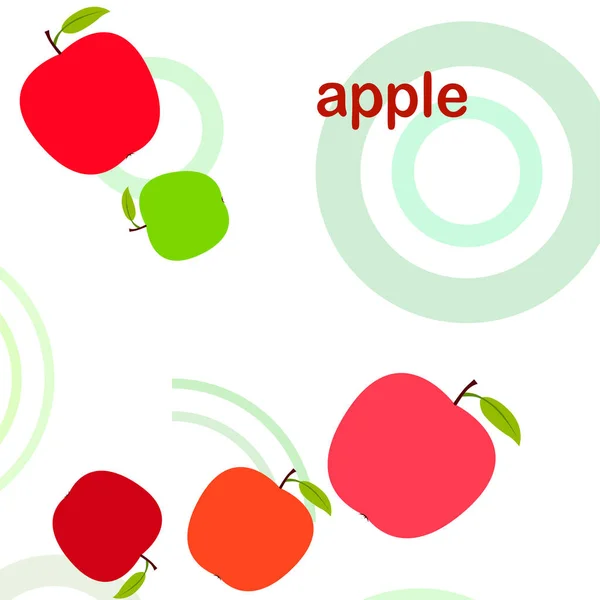 Ilustración vectorial del marco Apple. Diseño de tarjeta vectorial con manzana y hoja . — Archivo Imágenes Vectoriales