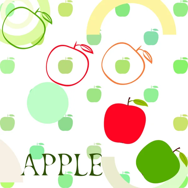 Illustrazione vettoriale cornice Apple. Scheda vettoriale con mela e foglia . — Vettoriale Stock