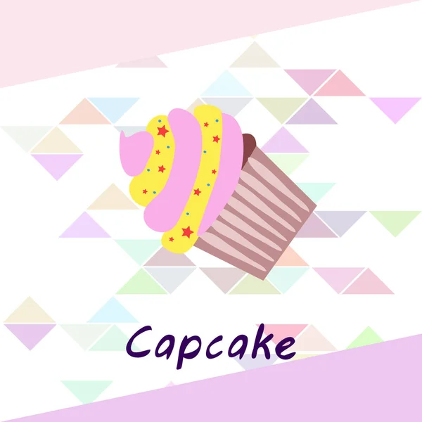 Capcake hornear crema de bayas dulzura postre. Elementos coloridos para la colección de menús de cafés y restaurantes. Felices vacaciones. . — Vector de stock