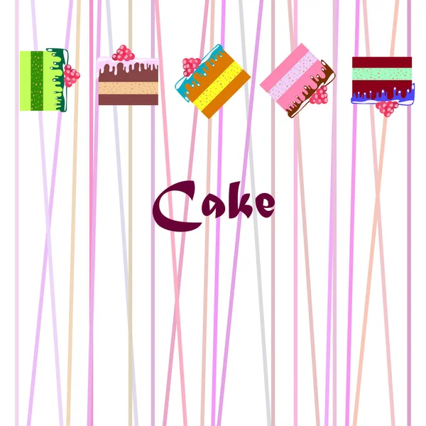 Colorful sweet cakes slices pieces vector illustration. — Stock vektor