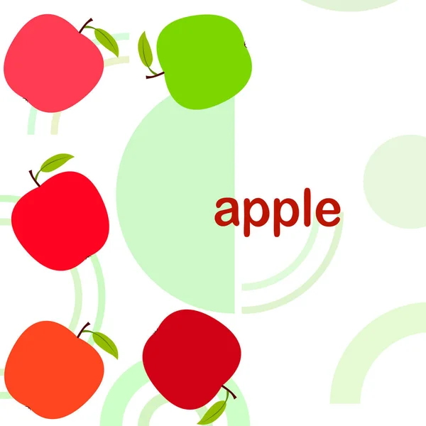 Illustration av Apple Frame Vector. Vektor kort design med äpple och löv. — Stock vektor