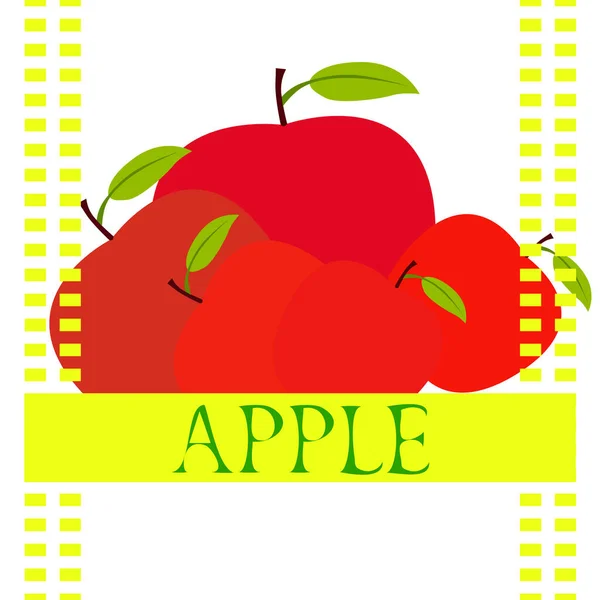 Apple frame vector illustration. Vector card design with apple and leaf. — Stock Vector