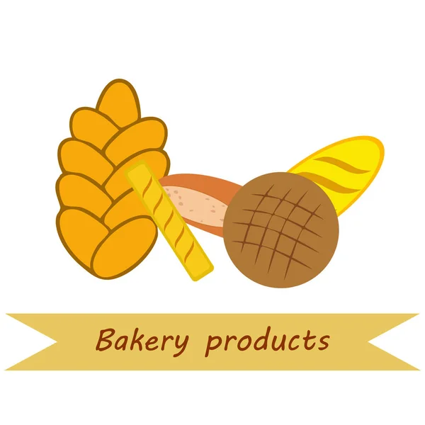 Vektoros illusztráció sütőipari termék élelmiszer gyűjtemény — Stock Vector