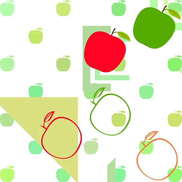 Illustration vectorielle de cadre Apple. Conception de carte vectorielle avec pomme et feuille . — Image vectorielle