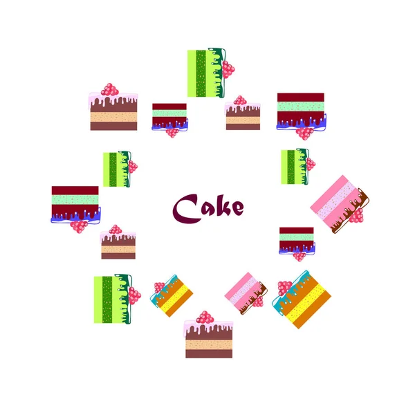 Colorful sweet cakes slices pieces vector illustration. — Stock Vector