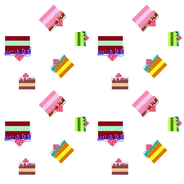 Colorful sweet cakes slices pieces vector illustration. — Stock vektor