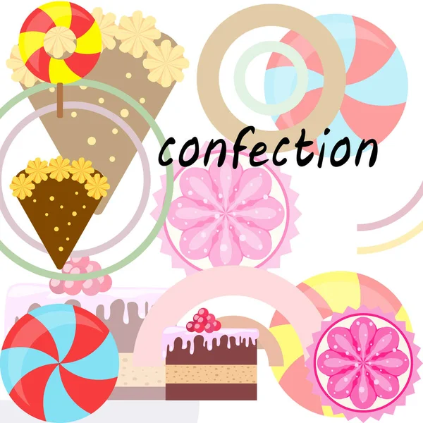 Inicio panadería vector ilustración de pastel de cumpleaños, capcake y dulces. Idea de diseño para póster, tarjetas y publicidad . — Vector de stock