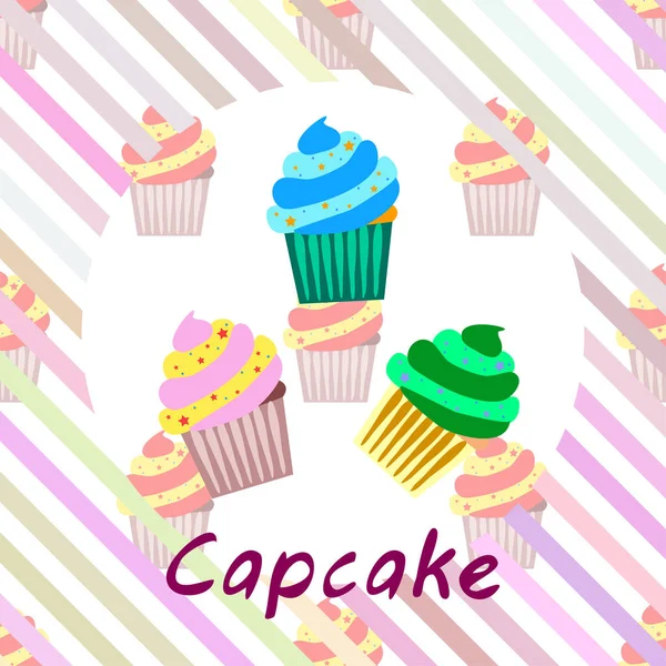 Capcake hornear crema de bayas dulzura postre. Elementos coloridos para la colección de menús de cafés y restaurantes. Felices vacaciones. . — Archivo Imágenes Vectoriales