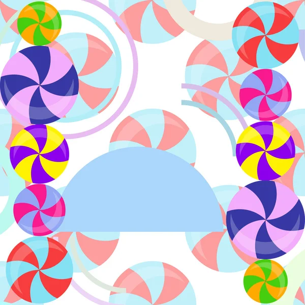 Bunte Lutscher auf pastellfarbenem Hintergrund in flachem Design. Vektor Hintergrund süße Süßigkeiten. — Stockvektor