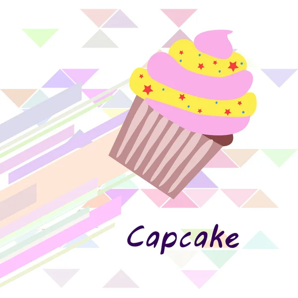 Capcake hornear crema de bayas dulzura postre. Elementos coloridos para la colección de menús de cafés y restaurantes. Felices vacaciones. . — Vector de stock