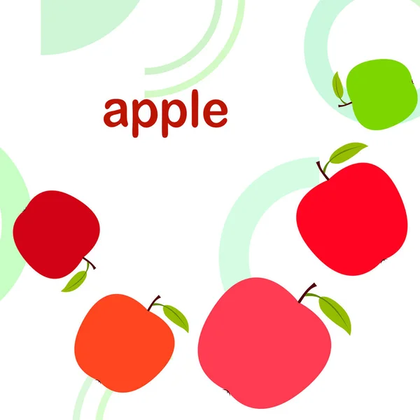 Illustration av Apple Frame Vector. Vektor kort design med äpple och löv. — Stock vektor