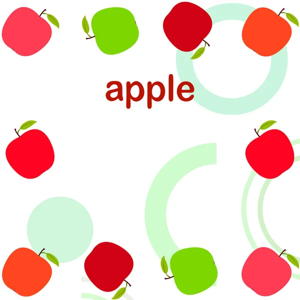 Apfelrahmenvektorillustration. Vektorkartendesign mit Apfel und Blatt. — Stockvektor