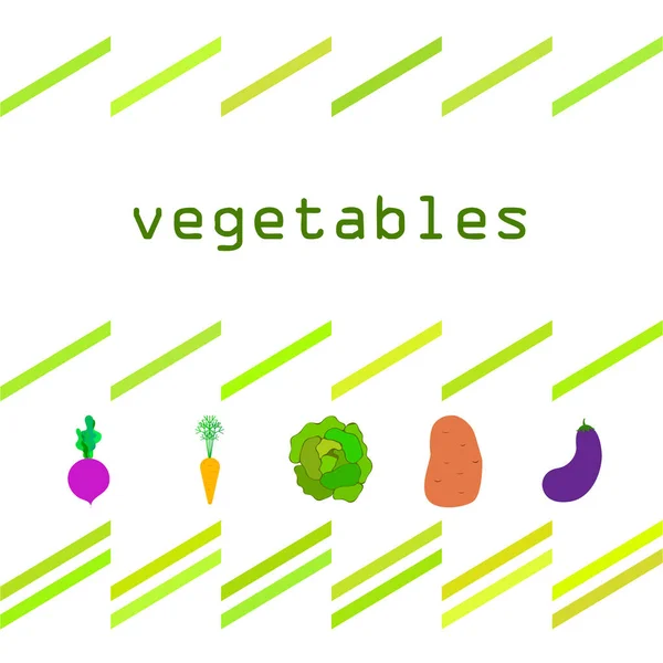 Repolho, beterraba, cenoura, berinjelas, batatas, legumes frescos. Cartaz de comida orgânica. Design de mercado de agricultores. Fundo vetorial . — Vetor de Stock