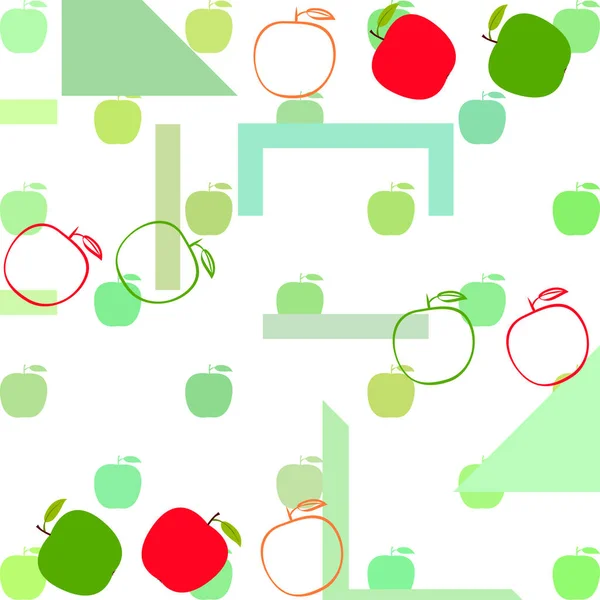 Ilustración vectorial del marco Apple. Diseño de tarjeta vectorial con manzana y hoja . — Archivo Imágenes Vectoriales