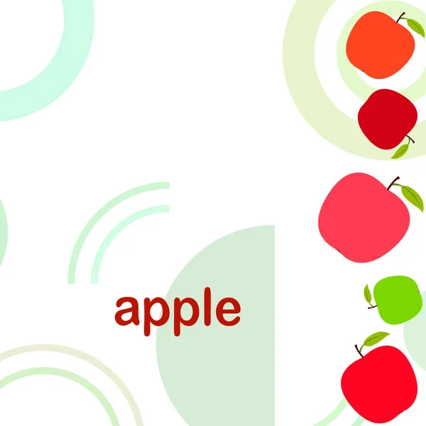 Ilustración vectorial del marco Apple. Diseño de tarjeta vectorial con manzana y hoja . — Archivo Imágenes Vectoriales