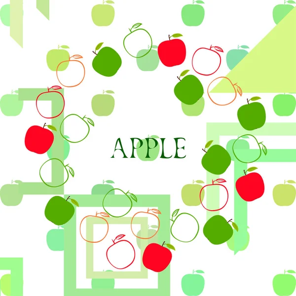 Apple frame vector illustratie. Vector kaart ontwerp met appel en blad. — Stockvector