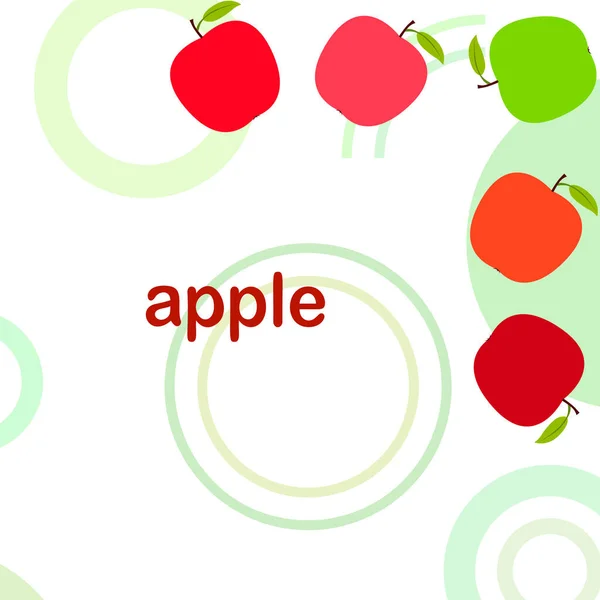Apple ramme vektor illustration. Vektorkort design med æble og blad . – Stock-vektor