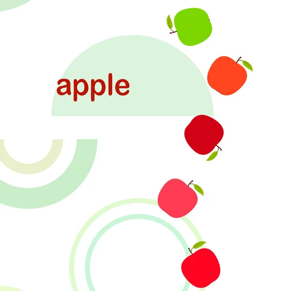 Ilustración vectorial del marco Apple. Diseño de tarjeta vectorial con manzana y hoja . — Archivo Imágenes Vectoriales