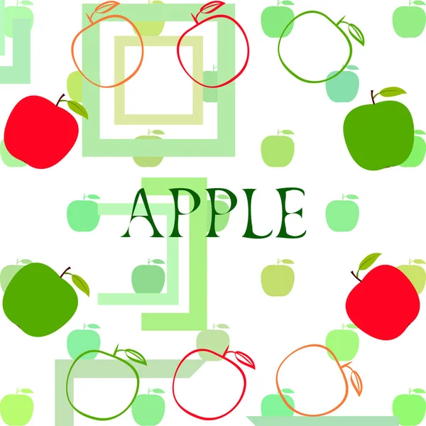 Illustration av Apple Frame Vector. Vektor kort design med äpple och löv. — Stock vektor