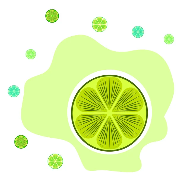 Demi vert et trancher la lime. Illustration vectorielle, fond. — Image vectorielle