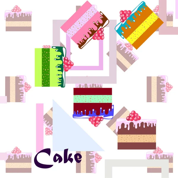 Colorful sweet cakes slices pieces vector illustration. — Stock vektor