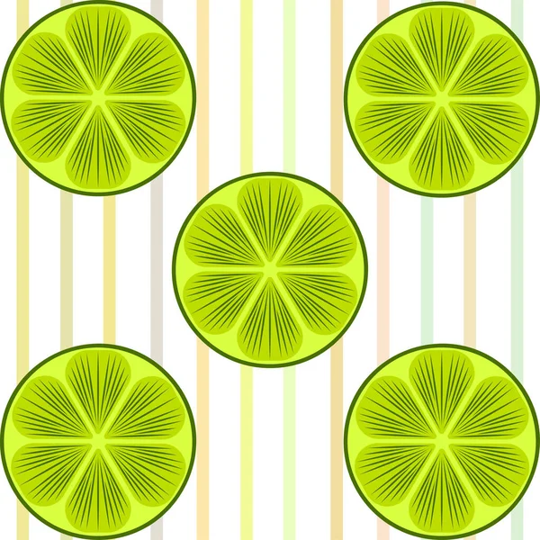 Πράσινο μισό και φέτα λάιμ. Εικονογράφηση διανύσματος, φόντο. — Διανυσματικό Αρχείο