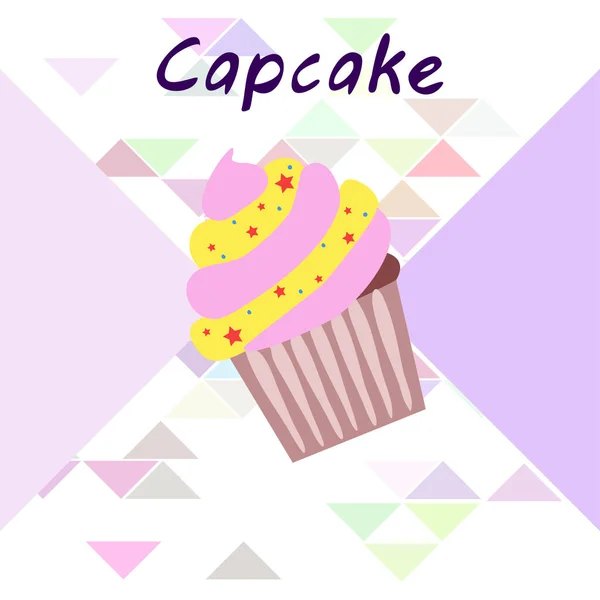 Capcake hornear crema de bayas dulzura postre. Elementos coloridos para la colección de menús de cafés y restaurantes. Felices vacaciones. . — Vector de stock